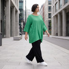 Damen Shirt Avantgarde Viskose Grün, A-Linie, Seitentaschen, Oversize große Größen – AKH Fashion