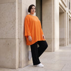 Damen Shirt Avantgarde Viskose Orange, A-Linie, Seitentaschen, Oversize große Größen – AKH Fashion