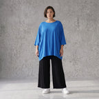 Damen Shirt Avantgarde Viskose Royalblau, A-Linie, 3/4-Arm, Seitentaschen, Oversize große Größen – AKH Fashion