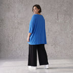 Damen Shirt Avantgarde Viskose Royalblau, A-Linie, 3/4-Arm, Seitentaschen, Oversize große Größen – AKH Fashion