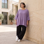 Damen Shirt Avantgarde Viskose Lila, A-Linie, Seitentaschen, Oversize große Größen – AKH Fashion
