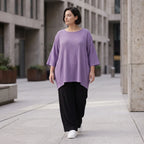 Damen Shirt Avantgarde Viskose Lila, A-Linie, Seitentaschen, Oversize große Größen – AKH Fashion