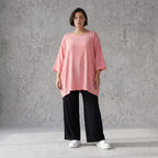 Damen Shirt Avantgarde Viskose Rosa, A-Linie, 3/4-Arm, Seitentaschen, Oversize große Größen – AKH Fashion