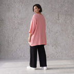Damen Shirt Avantgarde Viskose Rosa, A-Linie, 3/4-Arm, Seitentaschen, Oversize große Größen – AKH Fashion