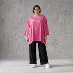 Damen Shirt Avantgarde Viskose Fuchsia, A-Linie, Seitentaschen, Oversize große Größen – AKH Fashion