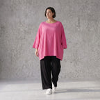 Damen Shirt Avantgarde Viskose Fuchsia, A-Linie, Seitentaschen, Oversize große Größen – AKH Fashion