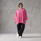 Damen Shirt Avantgarde Viskose Fuchsia, A-Linie, Seitentaschen, Oversize große Größen – AKH Fashion