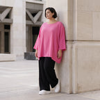 Damen Shirt Avantgarde Viskose Fuchsia, A-Linie, Seitentaschen, Oversize große Größen – AKH Fashion