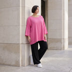 Damen Shirt Avantgarde Viskose Fuchsia, A-Linie, Seitentaschen, Oversize große Größen – AKH Fashion
