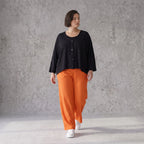 Damen Hose Avantgarde Viskose Orange, gerader Schnitt, Elastikbund, Oversize große Größen – AKH Fashion