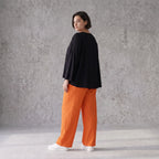Damen Hose Avantgarde Viskose Orange, gerader Schnitt, Elastikbund, Oversize große Größen – AKH Fashion