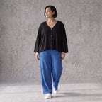 Damen Hose Avantgarde Viskose Royalblau, Elastikbund, Oversize große Größen – AKH Fashion