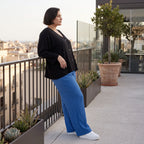 Damen Hose Avantgarde Viskose Royalblau, Elastikbund, Oversize große Größen – AKH Fashion