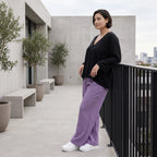 Damen Hose Avantgarde Viskose Lila, gerader Schnitt, Flügeltaschen, Oversize große Größen – AKH Fashion