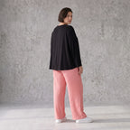 Damen Hose Avantgarde Viskose Rosa, gerader Schnitt, Elastikbund, Oversize große Größen – AKH Fashion