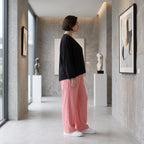Damen Hose Avantgarde Viskose Rosa, gerader Schnitt, Elastikbund, Oversize große Größen – AKH Fashion