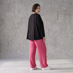Damen Hose Avantgarde Viskose Fuchsia, Elastikbund, Oversize große Größen – AKH Fashion