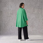 Damen Bluse Avantgarde Viskose Grün, 3/4-Arm, Knopfleiste, Oversize große Größen – AKH Fashion