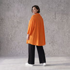 Damen Bluse Avantgarde Viskose Orange, geschwungen, 3/4-Arm, Knopfleiste, Oversize große Größen – AKH Fashion