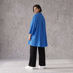 Damen Bluse Avantgarde Viskose Royalblau, 3/4-Arm, Knopfleiste, Oversize große Größen – AKH Fashion