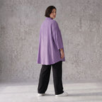 Damen Bluse Avantgarde Viskose Lila, gerundet, 3/4-Arm, Oversize große Größen – AKH Fashion