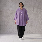 Damen Bluse Avantgarde Viskose Lila, gerundet, 3/4-Arm, Oversize große Größen – AKH Fashion