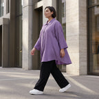 Damen Bluse Avantgarde Viskose Lila, gerundet, 3/4-Arm, Oversize große Größen – AKH Fashion