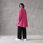 Damen Bluse Avantgarde Viskose Fuchsia, gerundet, Knopfleiste, Oversize große Größen – AKH Fashion