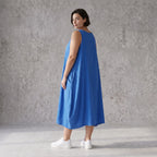 Damen Kleid Avantgarde Viskose Royalblau, Ballonschnitt, ärmellos, Flügeltaschen, Oversize große Größen – AKH Fashion