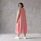 Damen Kleid Avantgarde Viskose Rosa, Ballonschnitt, ärmellos, Oversize große Größen – AKH Fashion