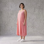 Damen Kleid Avantgarde Viskose Rosa, Ballonschnitt, ärmellos, Oversize große Größen – AKH Fashion