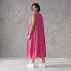 Damen Kleid Avantgarde Viskose Fuchsia, Ballonschnitt, ärmellos, Flügeltaschen, Oversize große Größen – AKH Fashion