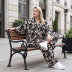 Damen Bluse Avantgarde Viskose Schwarz/Ecru, gerundet, Streifen, Knopfleiste, Oversize große Größen – AKH Fashion