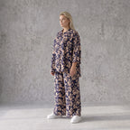 Damen Bluse Avantgarde Viskose Marine/Rose, Knopfverschluss, Oversize große Größen – AKH Fashion