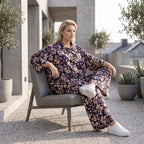 Damen Bluse Avantgarde Viskose Marine/Rose, Knopfverschluss, Oversize große Größen – AKH Fashion