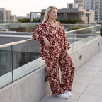 Damen Bluse Avantgarde Viskose Weinrot/Rose, fließend, angeschnitten, Knopfleiste, Oversize große Größen – AKH Fashion