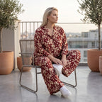 Damen Bluse Avantgarde Viskose Weinrot/Rose, fließend, angeschnitten, Knopfleiste, Oversize große Größen – AKH Fashion
