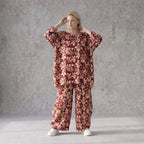 Damen Shirt Avantgarde Viskose Weinrot/Rose, A-Linie, Seitennahttaschen, Oversize große Größen – AKH Fashion