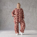 Damen Shirt Avantgarde Viskose Weinrot/Rose, A-Linie, Seitennahttaschen, Oversize große Größen – AKH Fashion