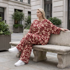 Damen Shirt Avantgarde Viskose Weinrot/Rose, A-Linie, Seitennahttaschen, Oversize große Größen – AKH Fashion