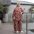 Damen Shirt Avantgarde Viskose Weinrot/Rose, A-Linie, Seitennahttaschen, Oversize große Größen – AKH Fashion