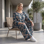 Damen Shirt Avantgarde Viskose Petrol/Rose, A-Linie, 3/4-Arm, Seitentaschen, Oversize große Größen – AKH Fashion