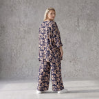 Damen Shirt Avantgarde Viskose Marine/Rose, A-Linie, 3/4-Arm, Seitentaschen, Oversize große Größen – AKH Fashion