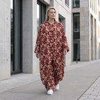 Damen Bluse Avantgarde Viskose Weinrot/Rose, fließend, Zipfelsaum, Oversize große Größen – AKH Fashion