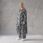 Damen Bluse Avantgarde Viskose Petrol/Rose, Zipfelbluse, Hemdkragen, Oversize große Größen – AKH Fashion