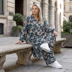 Damen Bluse Avantgarde Viskose Petrol/Rose, Zipfelbluse, Hemdkragen, Oversize große Größen – AKH Fashion