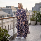 Bluse in Marine/Rose aus Viskosetwill mit Stretch Hemdkragen Zipfelsaum Seitentaschen