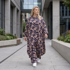 Damen Bluse Avantgarde Viskose Marine/Rose, fließend, Zipfelsaum, Oversize große Größen – AKH Fashion