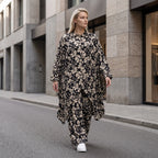 Damen Bluse Avantgarde Viskose Schwarz/Ecru, Zipfelschnitt, Hemdkragen, Oversize große Größen – AKH Fashion
