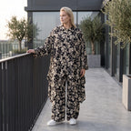 Damen Bluse Avantgarde Viskose Schwarz/Ecru, Zipfelschnitt, Hemdkragen, Oversize große Größen – AKH Fashion